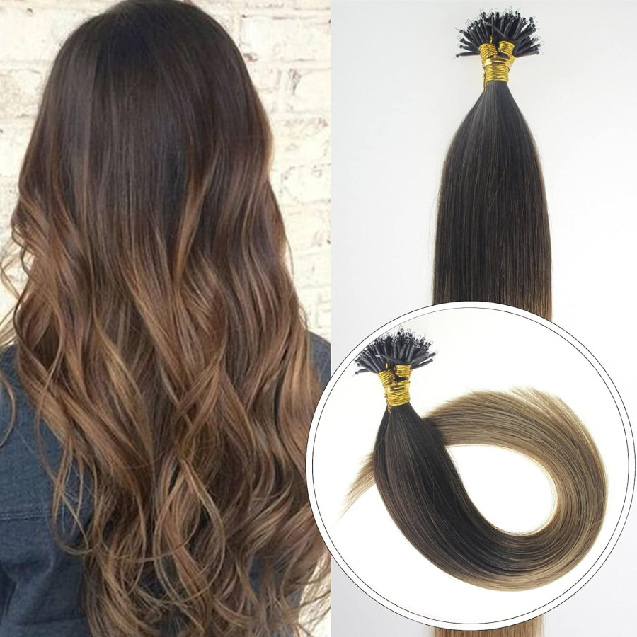 Extensii Nanoring Deluxe Ombre Saten Inchis / Blond Aluna Extensii Nanoring Deluxe Ombre Saten Inchis / Blond Aluna